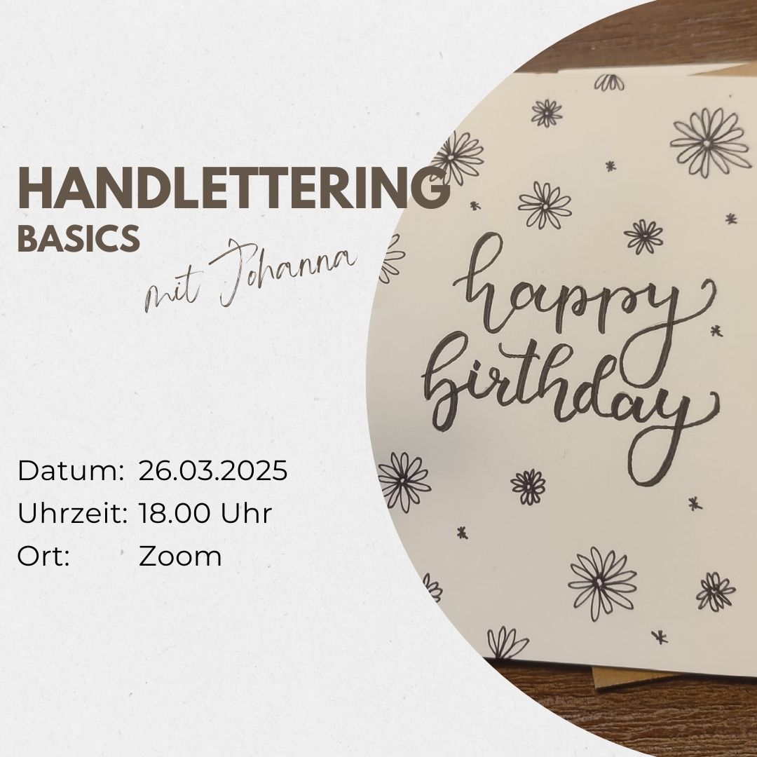 Zoom Handlettering 26.03.2025, 18.00 Uhr