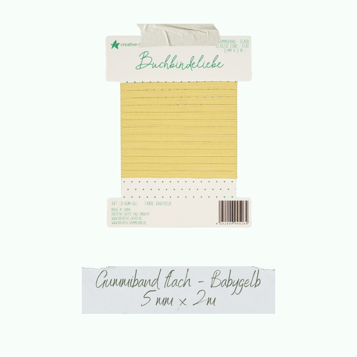 CD-BUM-061_Gummiband-flach-Babygelb Gummiband - Babygelb - flach - Buchbindeliebe
