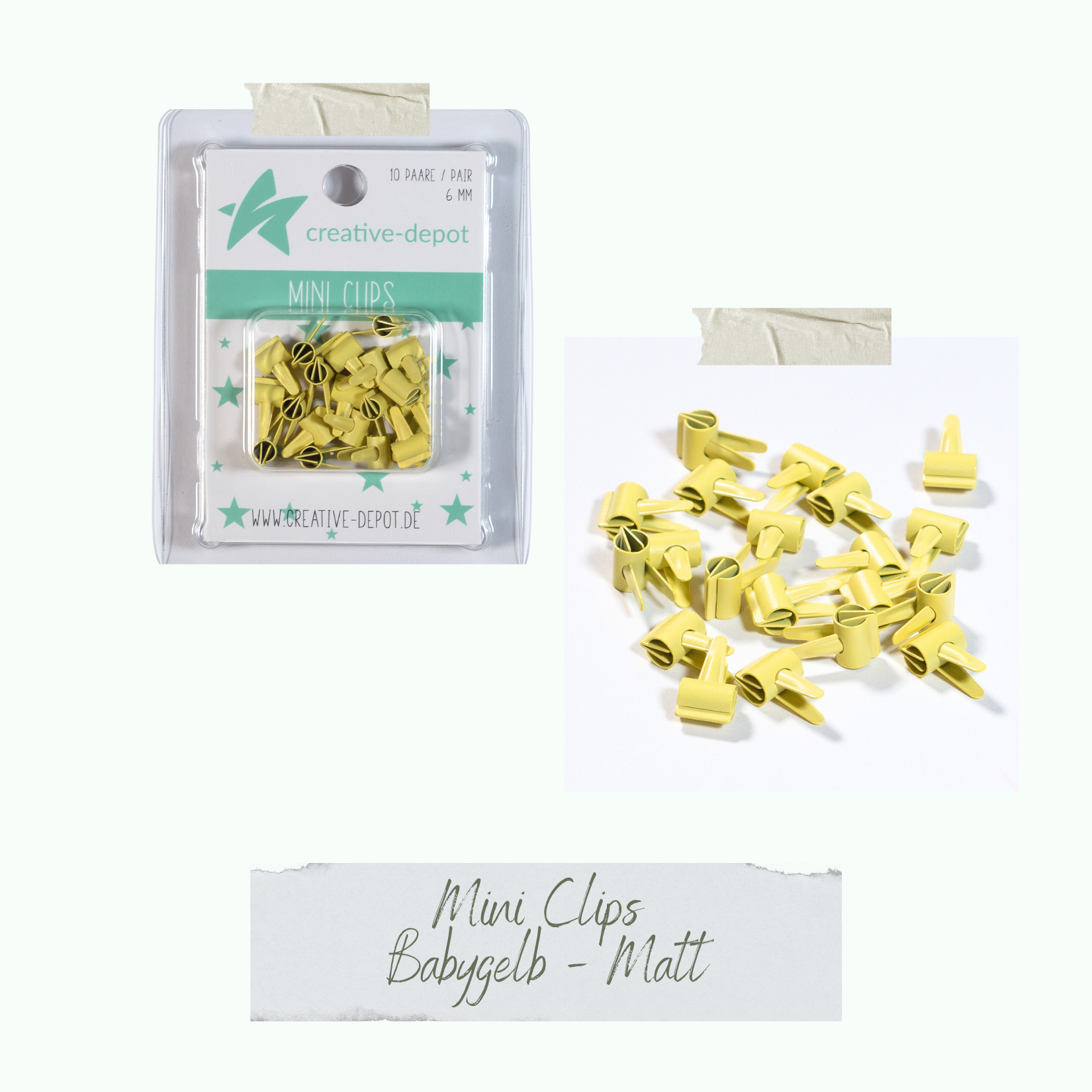 Mini Clip - Babygelb - Matt - 20 Stück Mini Clip - Babygelb - Matt - 20 Stück