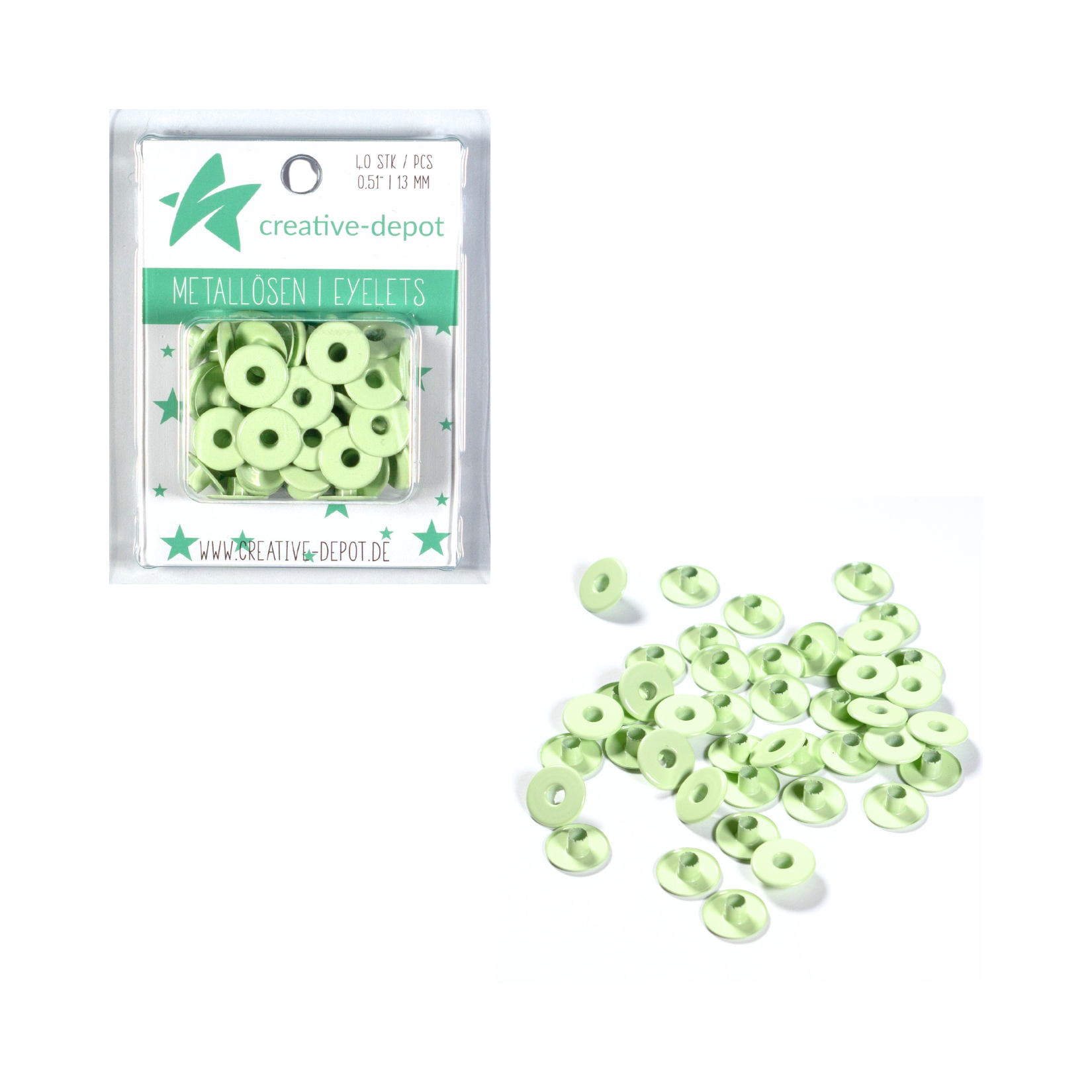 Breite Eyelets - Seeglas - 13 mm