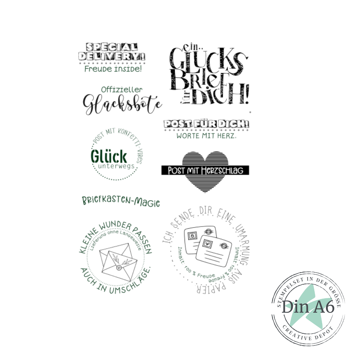 Stempelset - Kuvert-Grüße - Glücksbrief für dich