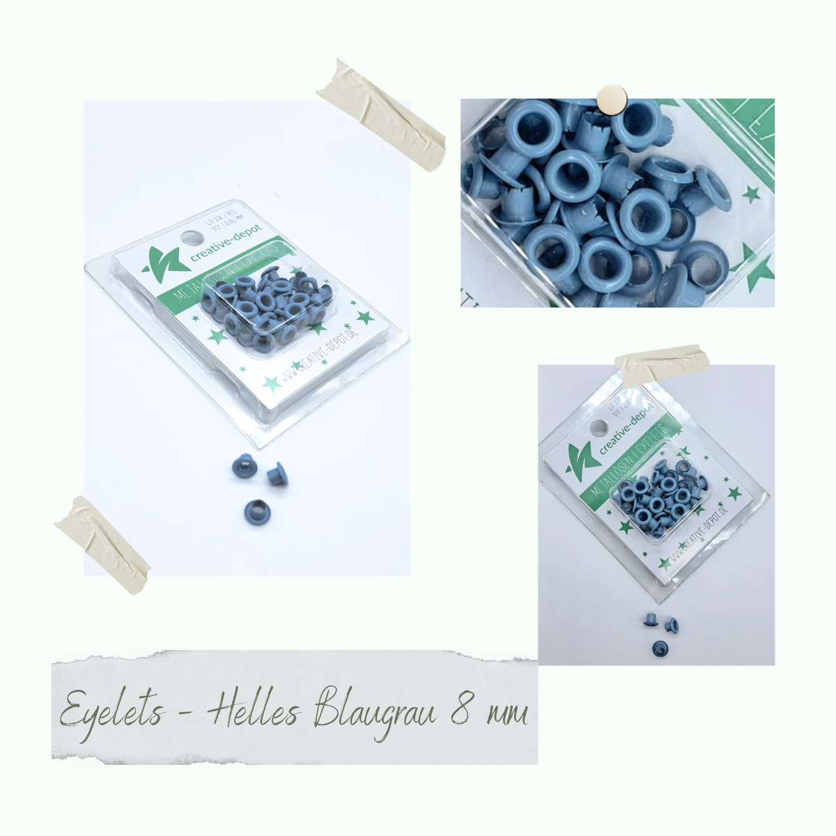 Eyelets - Helles Blaugrau - 8mm