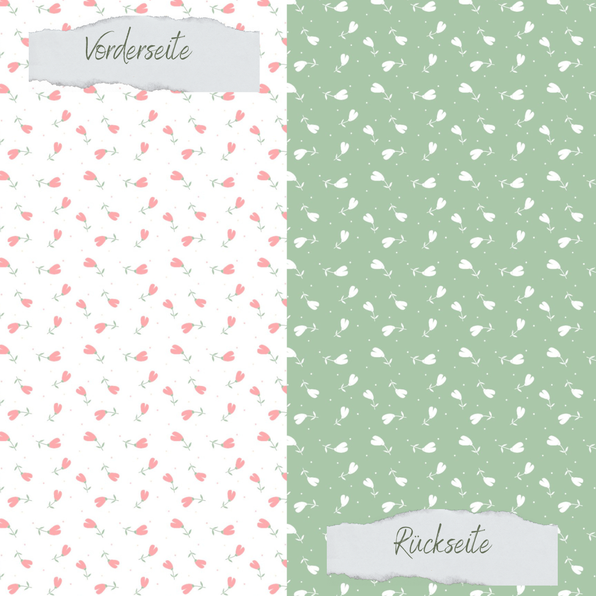 Designer paper – Pink flowers – Printed on both sides