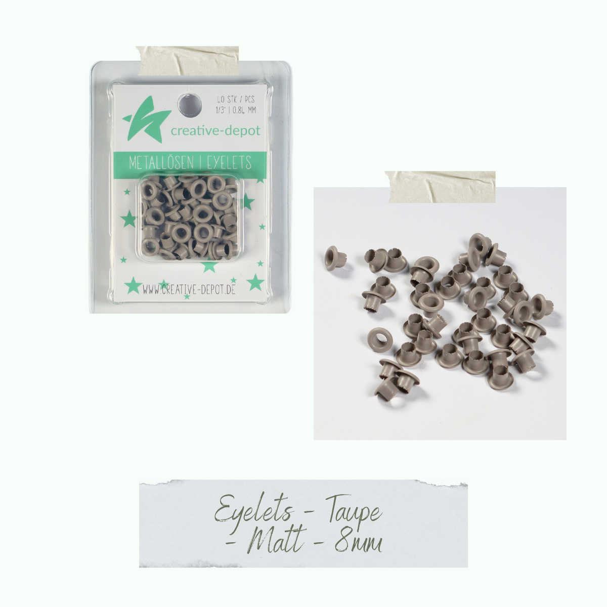 CD-EY-124_Eyelets-Taupe-Matt-8mm Eyelets - Taupe - Matt - 8 mm