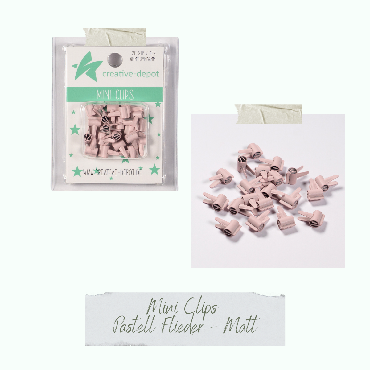 Mini Clip - Pastell Flieder - Matt - 20 Stück Mini Clip - Pastell Flieder - Matt - 20 Stück