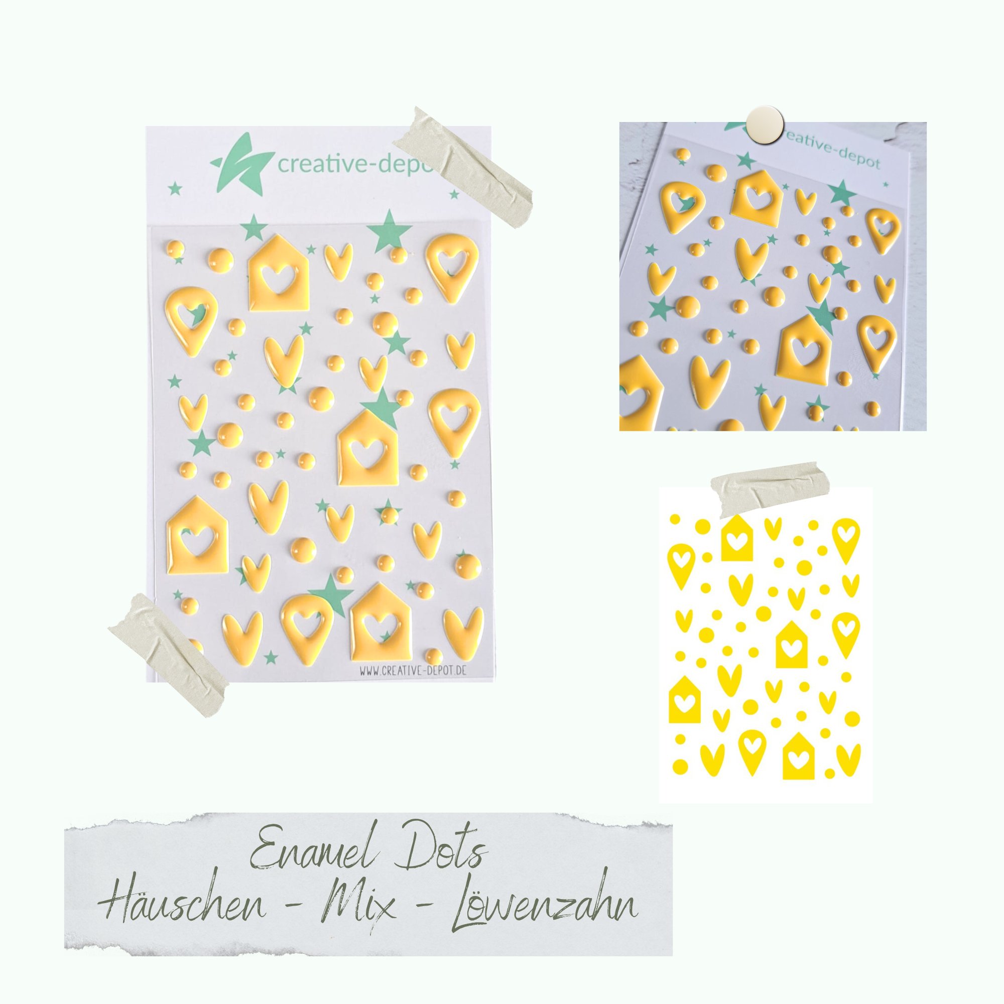 CD-ED-099 Enamel Dots - Häuschen Mix - Löwenzahn
