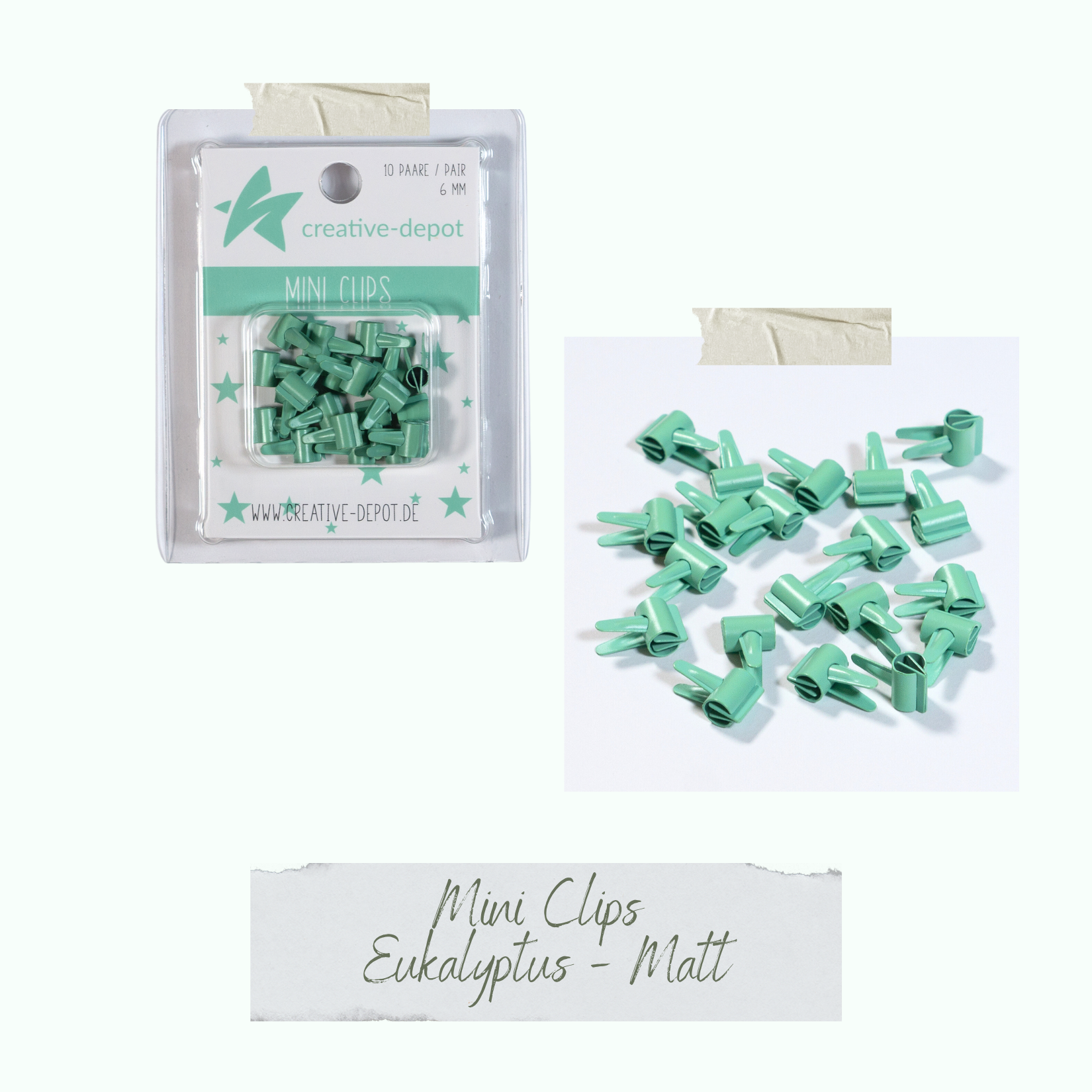 Mini Clip - Eukalyptus - Matt - 20 Stück