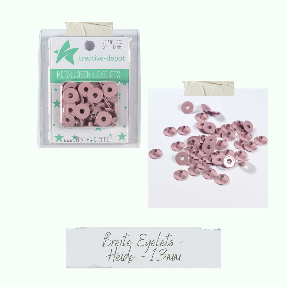 Breite Eyelets - Heide - 13 mm Breite Eyelets - Heide - 13 mm