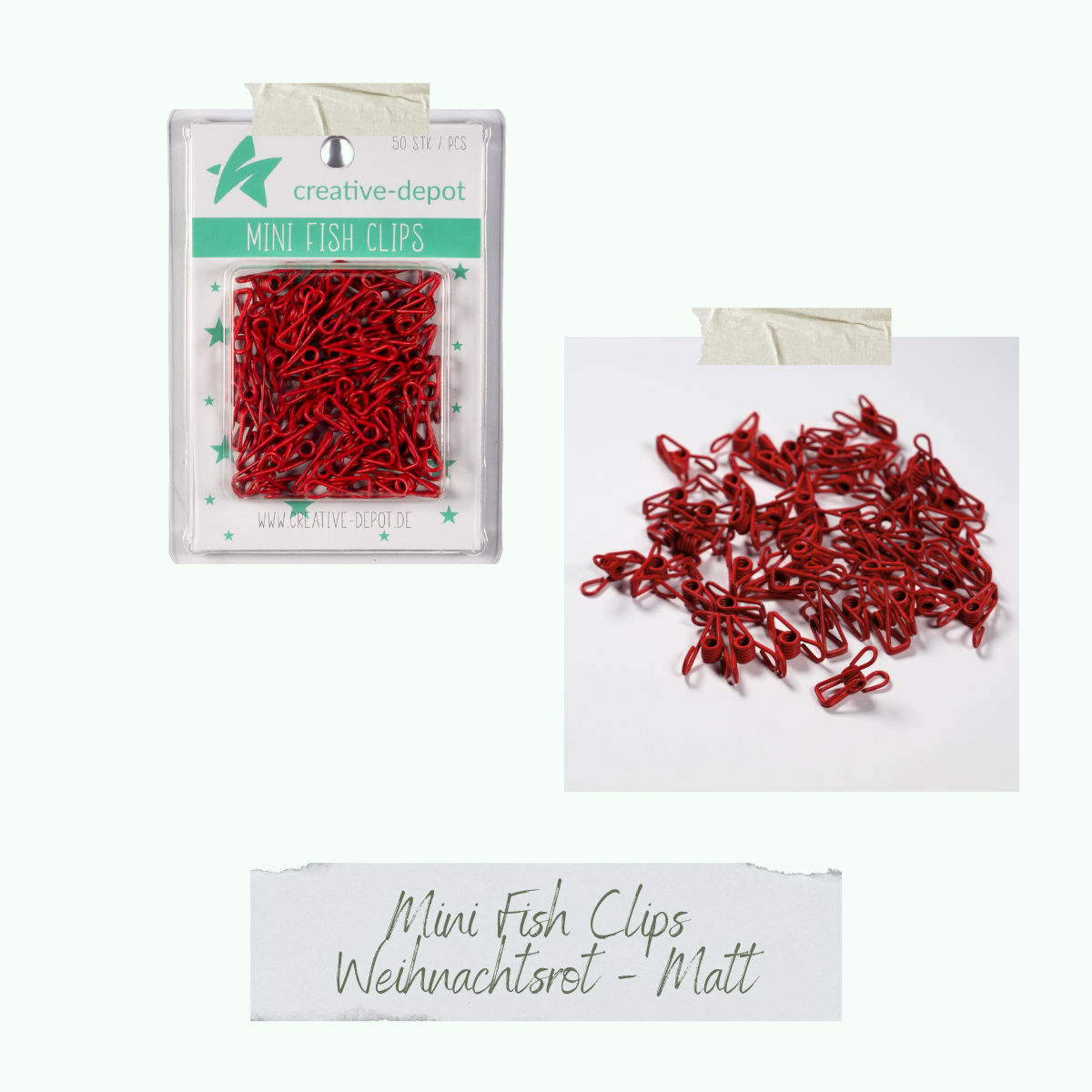 Mini Fish Clip - Weihnachtsrot - Matt - 50 Stück Mini Fish Clip - Weihnachtsrot - Matt - 50 Stück