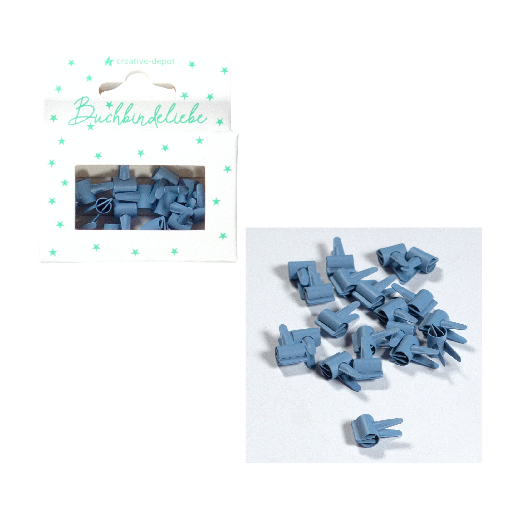 Mini Clip - Vintage Blau - Matt - 20 Stück