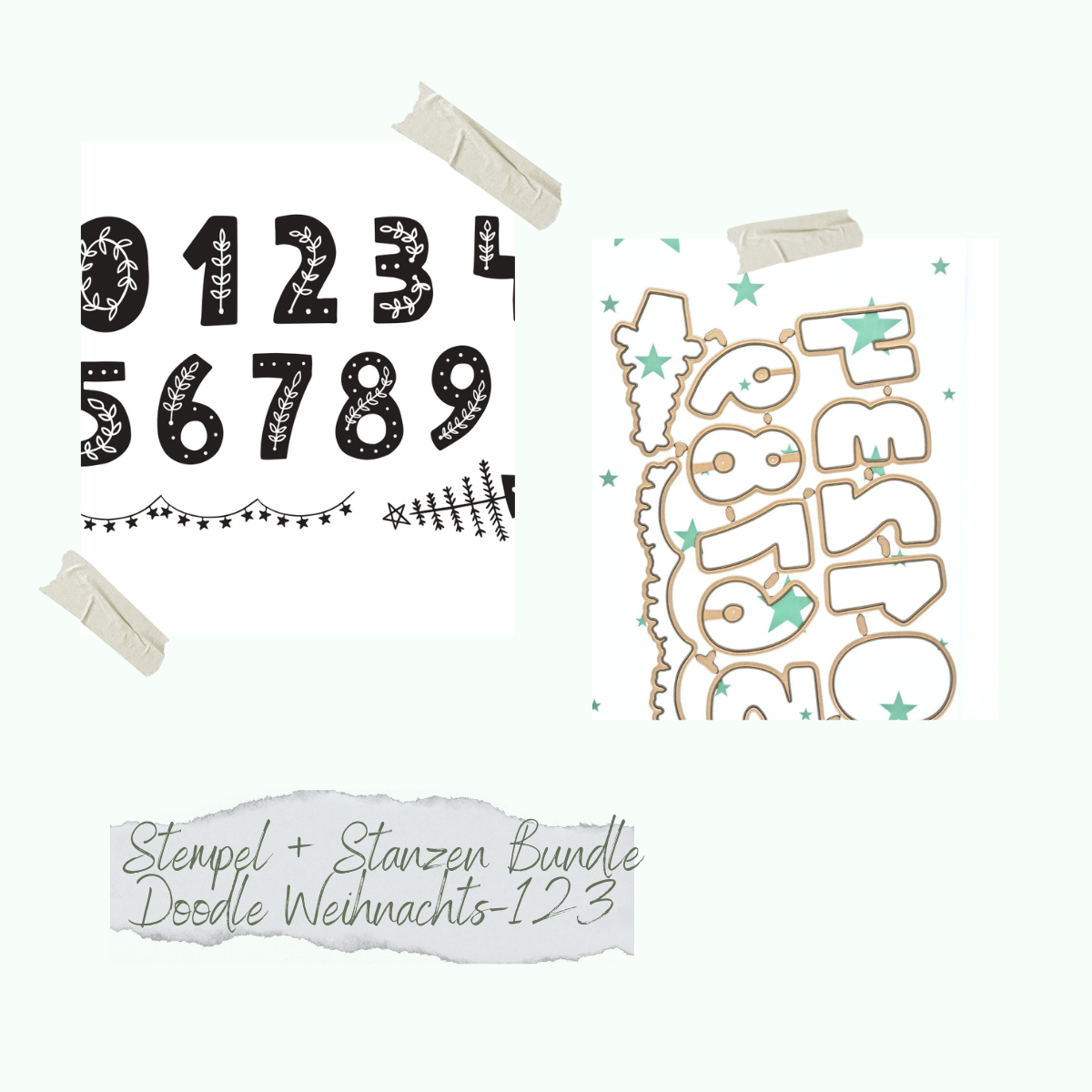 Bundle - Doodle Weihnachts-123 - Stempelset & Stanzen