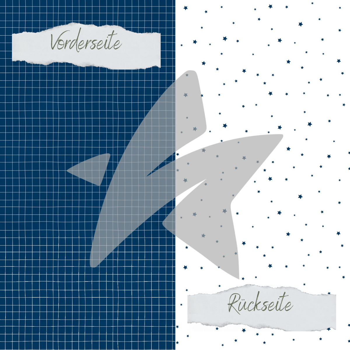 CD-BP-031 Papel de diseño - Basic - Marineblau - Doodle Gitter + Sternchen - Impreso por las dos caras
