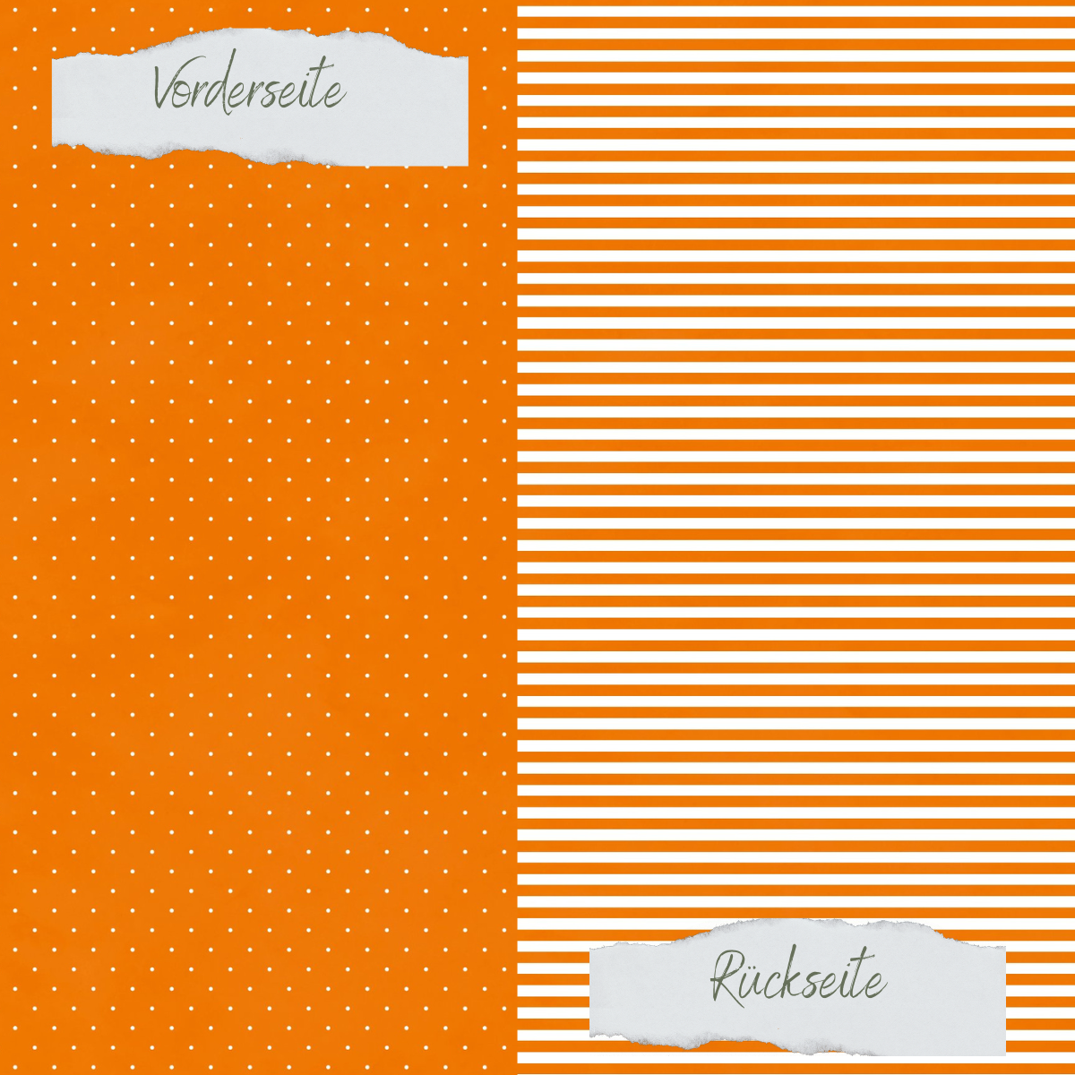 Papier à dessin - Basic - Herbstorange - Mini Pünktchen + Schmale Streifen - Doppelseitig bedruckt