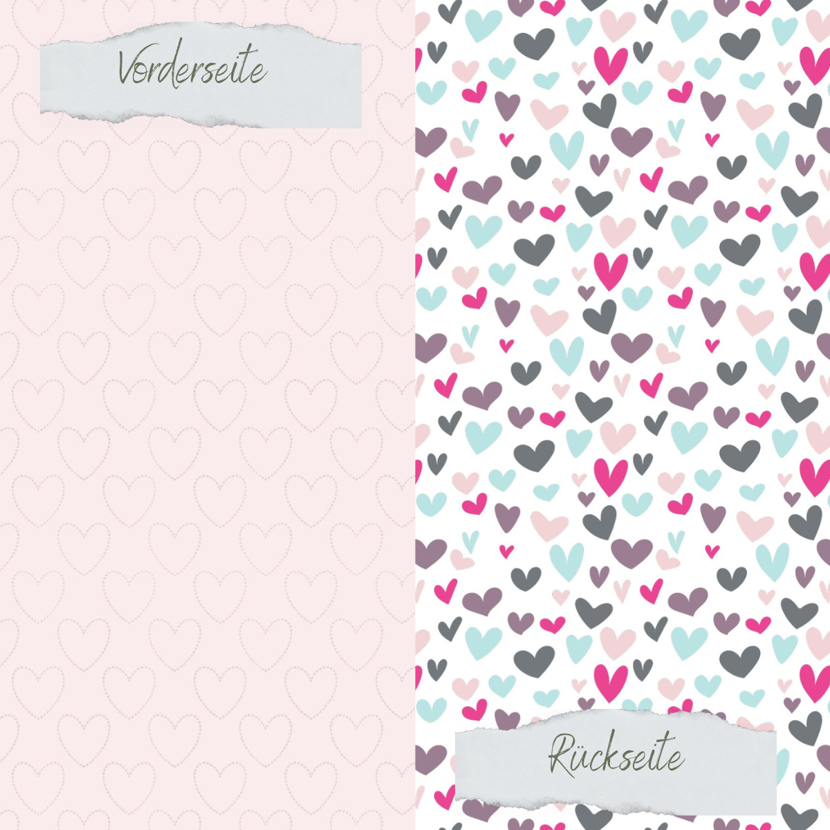 Designpapier - Scrapliebe - Kleiner Liebesbrief - Bunte Herzen - Doppelseitig bedruckt