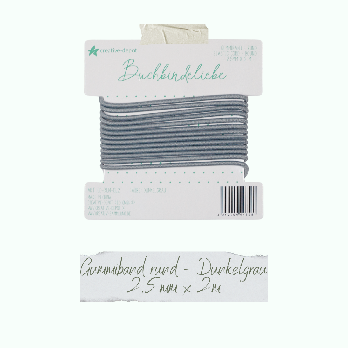 CD-BUM-042_Gummiband-rund-Dunkelgrau Gummiband - Dunkelgrau - rund - Buchbindeliebe