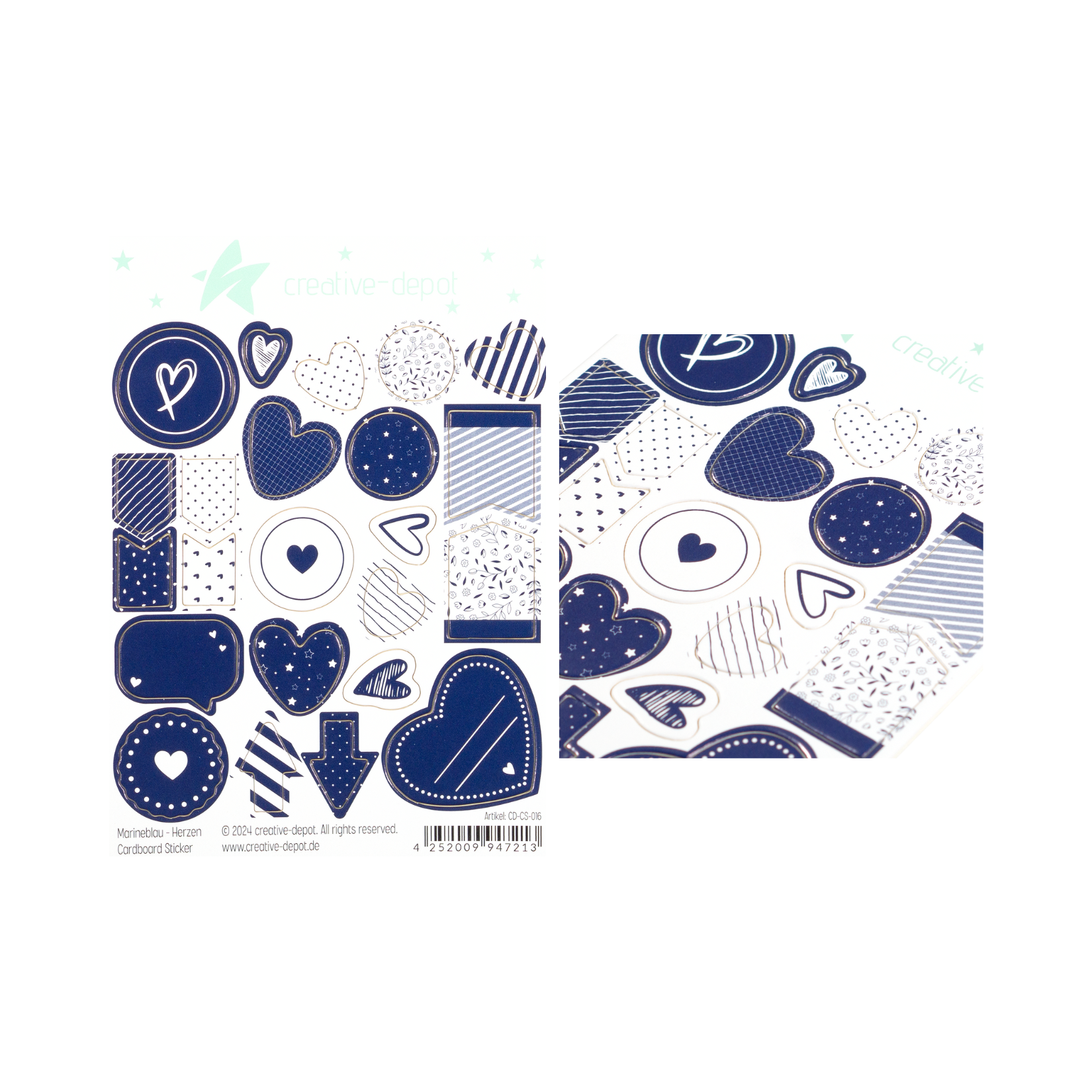 Cardboard Sticker - Marineblau - Herzen