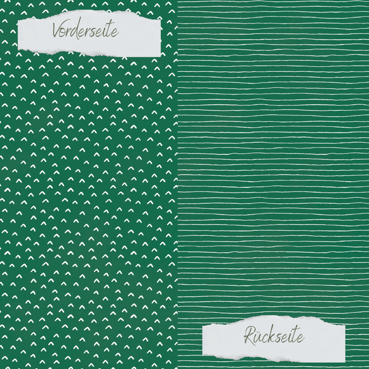 Designpapier - Basic - Tanne - Doodle Dächer + Streifen - Doppelseitig bedruckt    