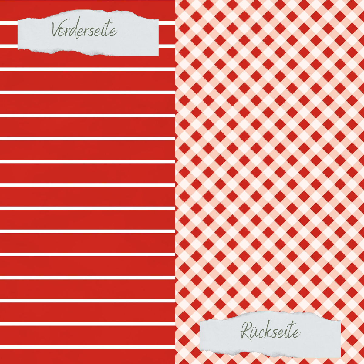 Papel de diseño - Basic - Weihnachtsrot - Breite Linien + Karo - Doppelseitig bedruckt Papel de diseño - Basic - Weihnachtsrot - Breite Linien + Karo - Doppelseitig bedruckt