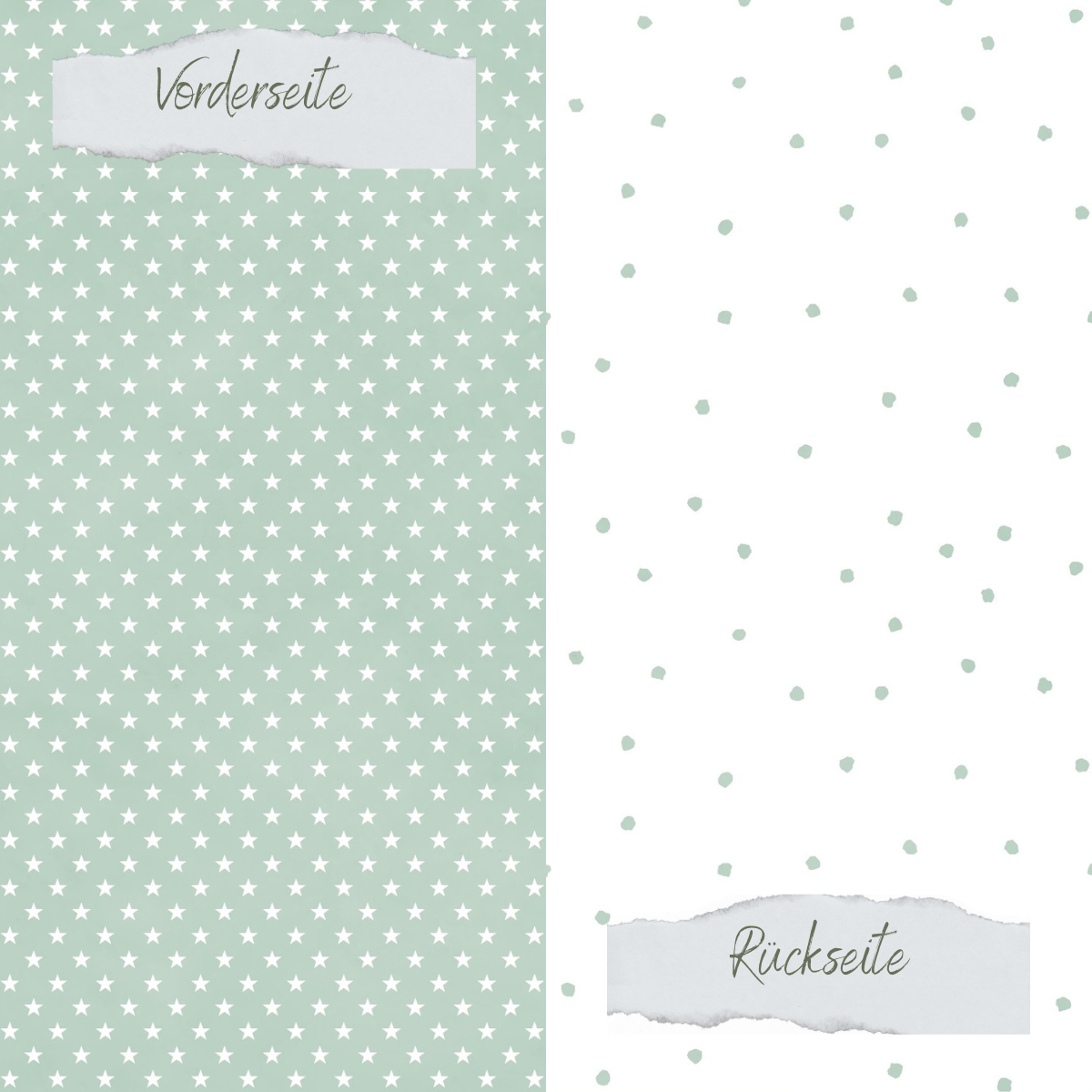 Designpapier - Basic - Vintage Mint - Tupfen + Sternchen - Doppelseitig bedruckt