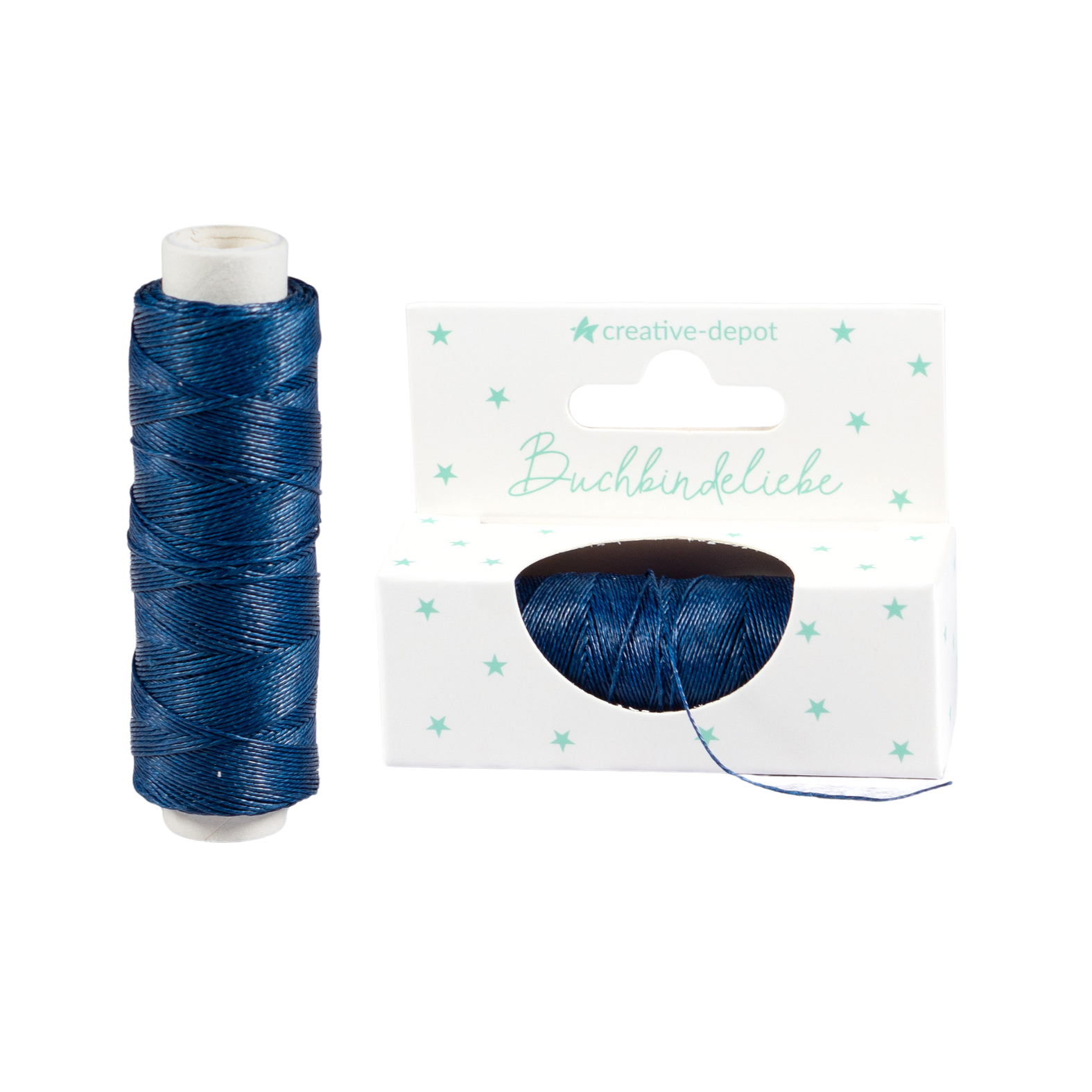 Leinenzwirn gewachst - Marineblau - Buchbindeliebe