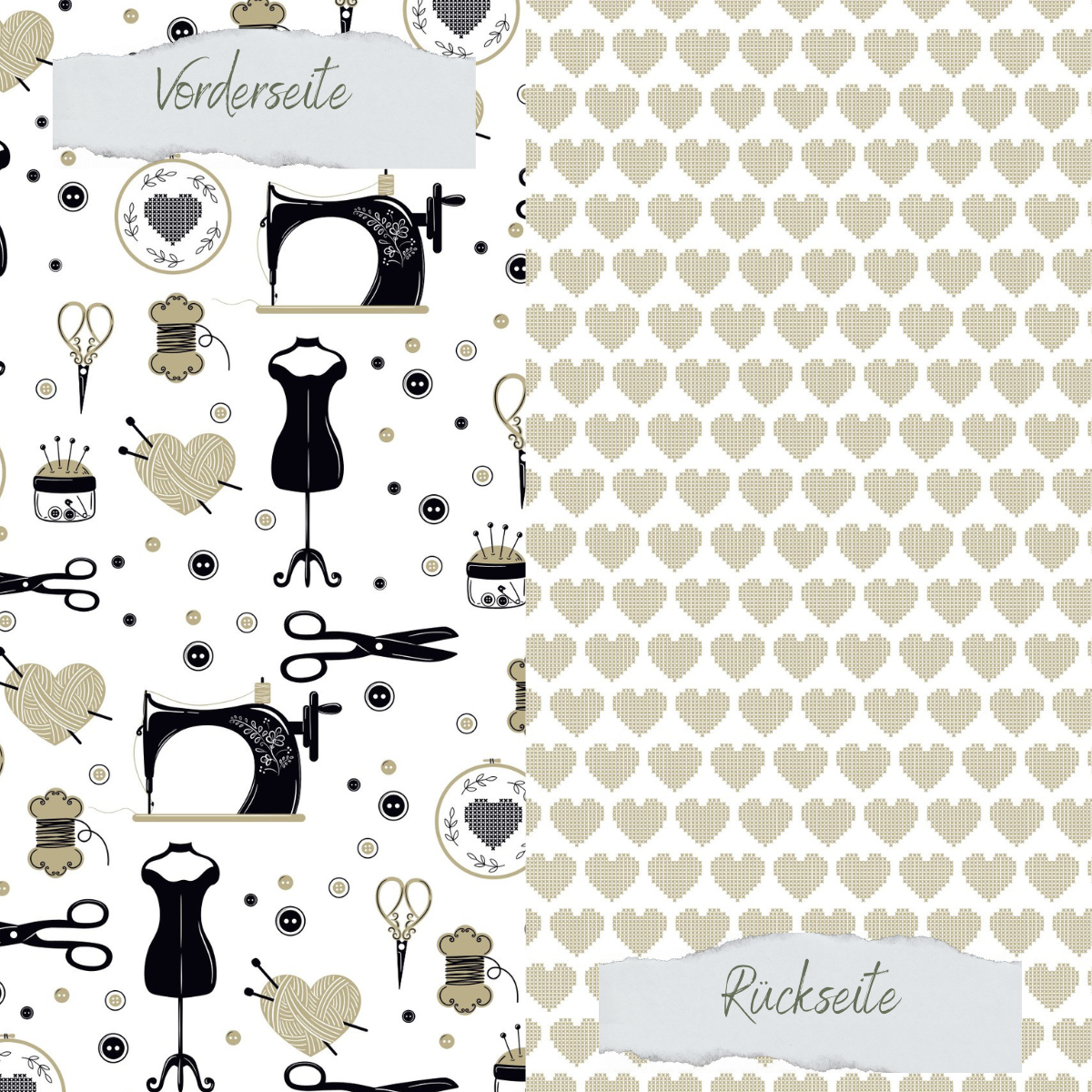 Papel de diseño - Designline - Garn und Schere - Doppelseitig bedruckt  
