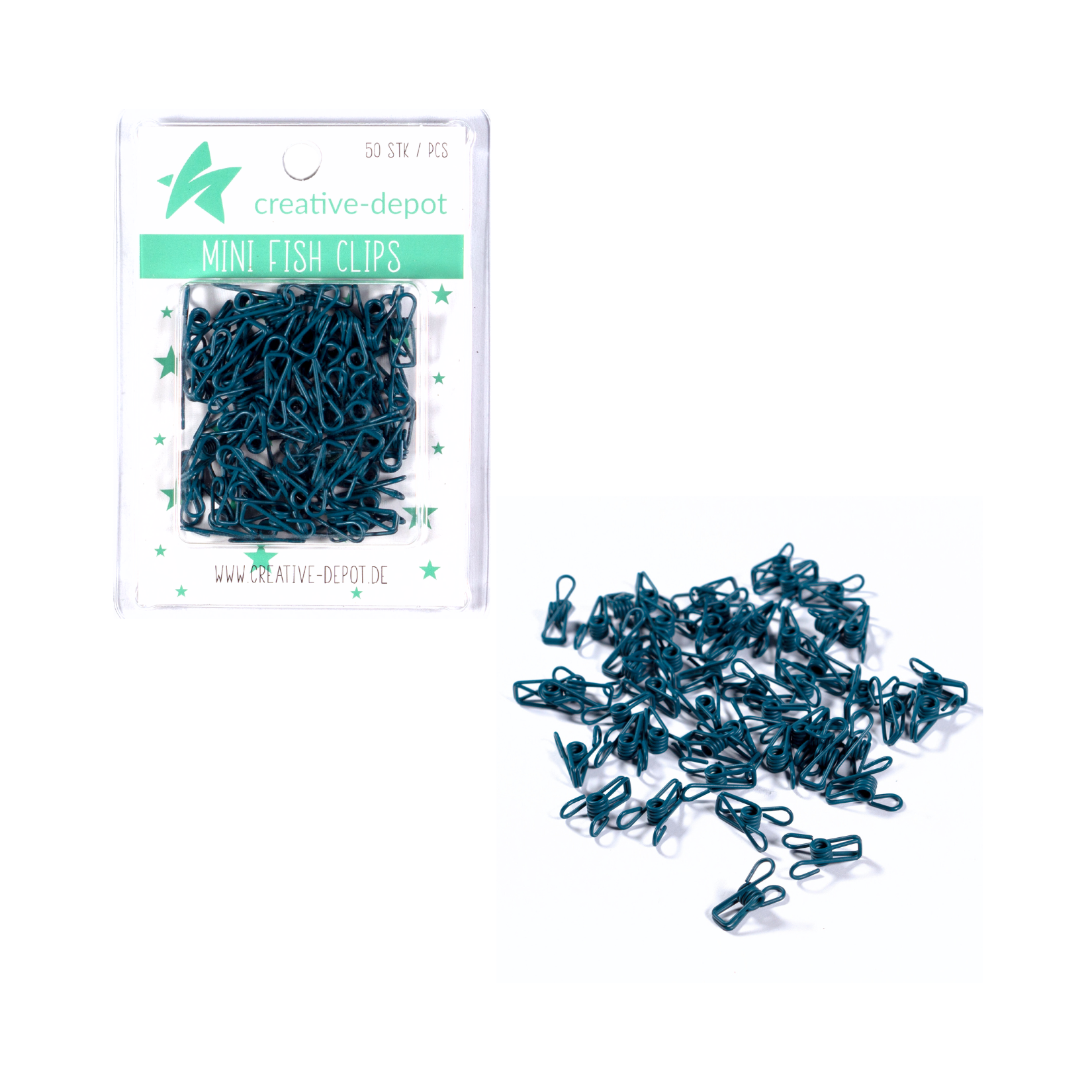 Mini Fish Clip - Pfauenblau - Matt - 50 Stück