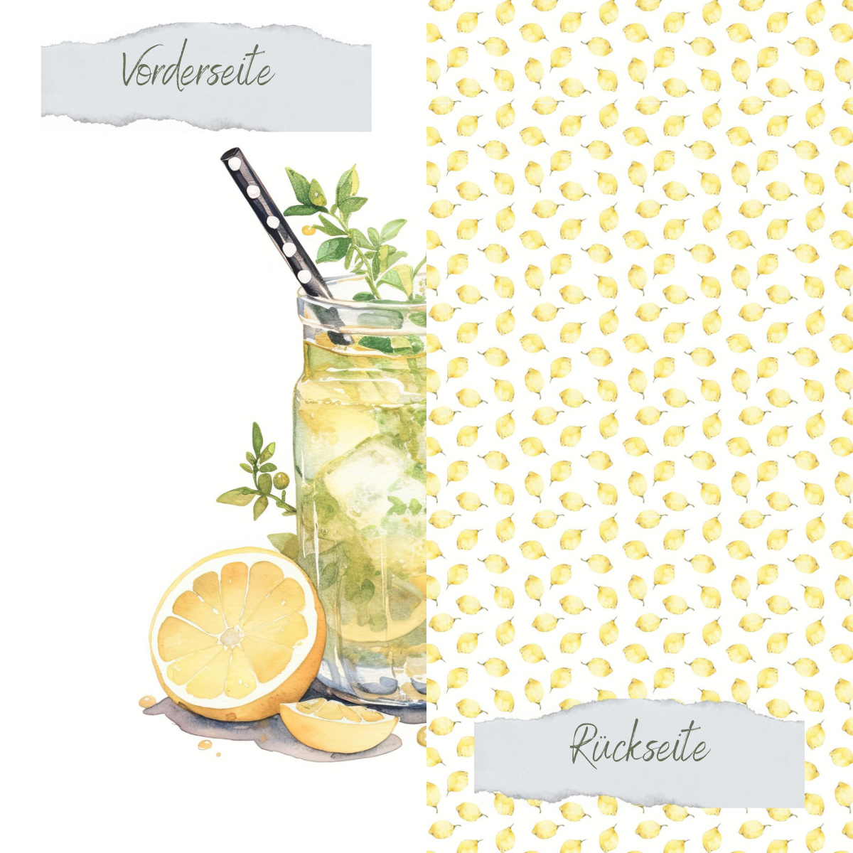 Papel de diseño - Zitronenlimonade - Doppelseitig bedruckt Papel de diseño - Zitronenlimonade - Doppelseitig bedruckt