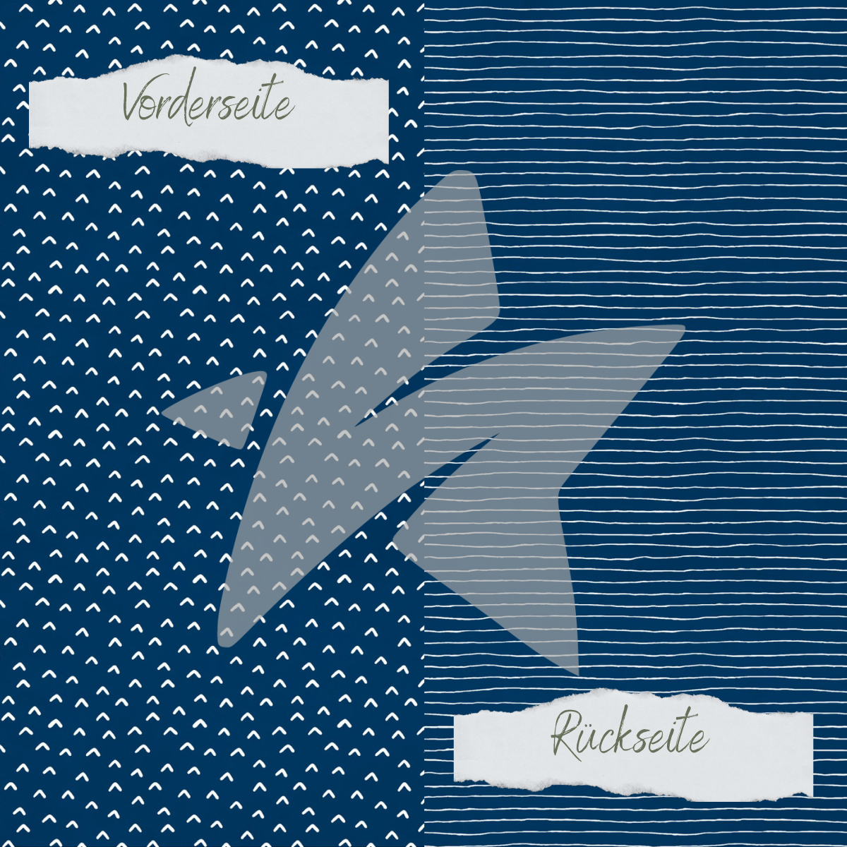 CD-BP-026 Designpapier - Basic - Marineblau - Doodle Dächer + Streifen - Doppelseitig bedruckt