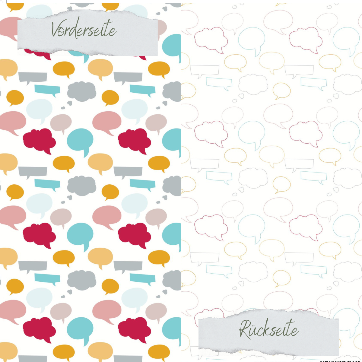 Papel de diseño - Scrapliebe - Smalltalk - Bunte Sprechblasen - Impreso por ambas caras
