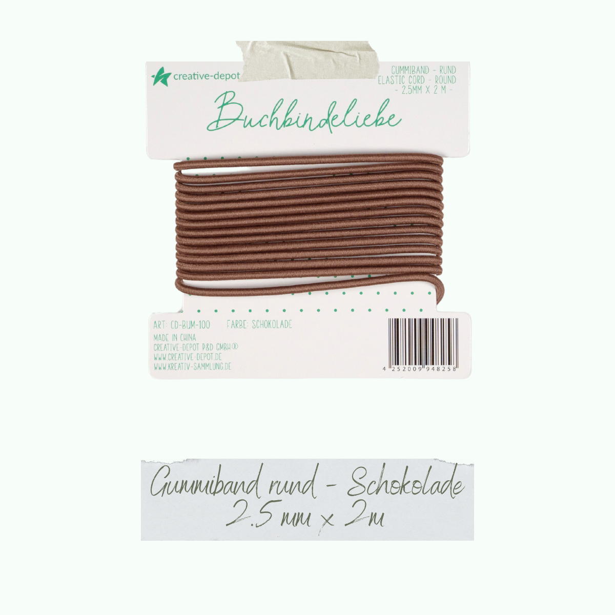 CD-BUM-100_Gummiband-rund-Schokolade Gummiband - Schokolade - rund - Buchbindeliebe