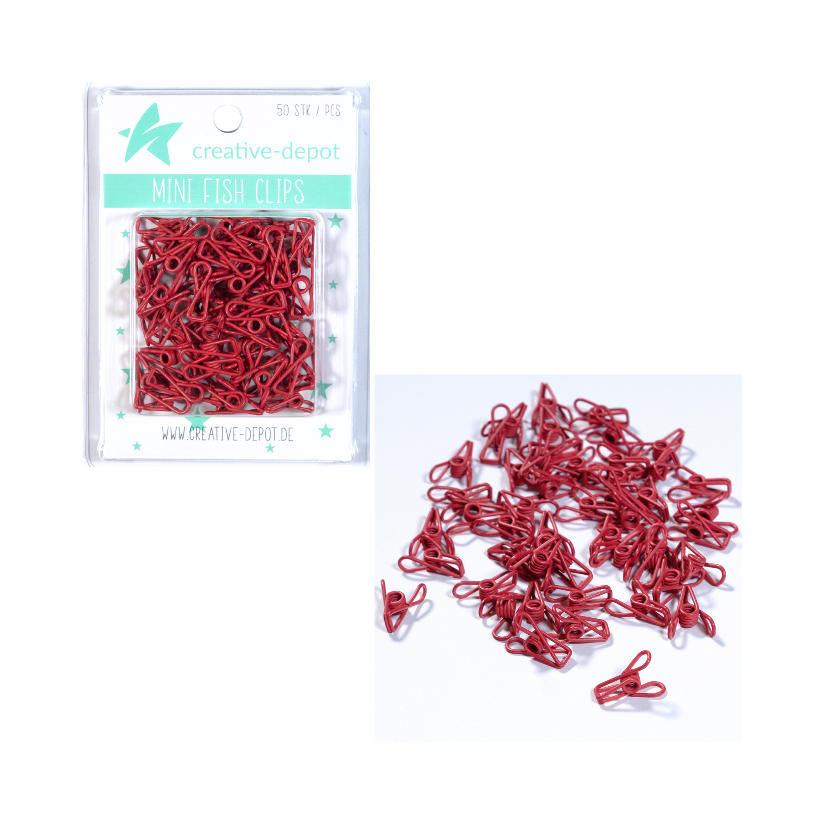 Mini Fish Clip - Bordeaux - Matt - 50 Stück