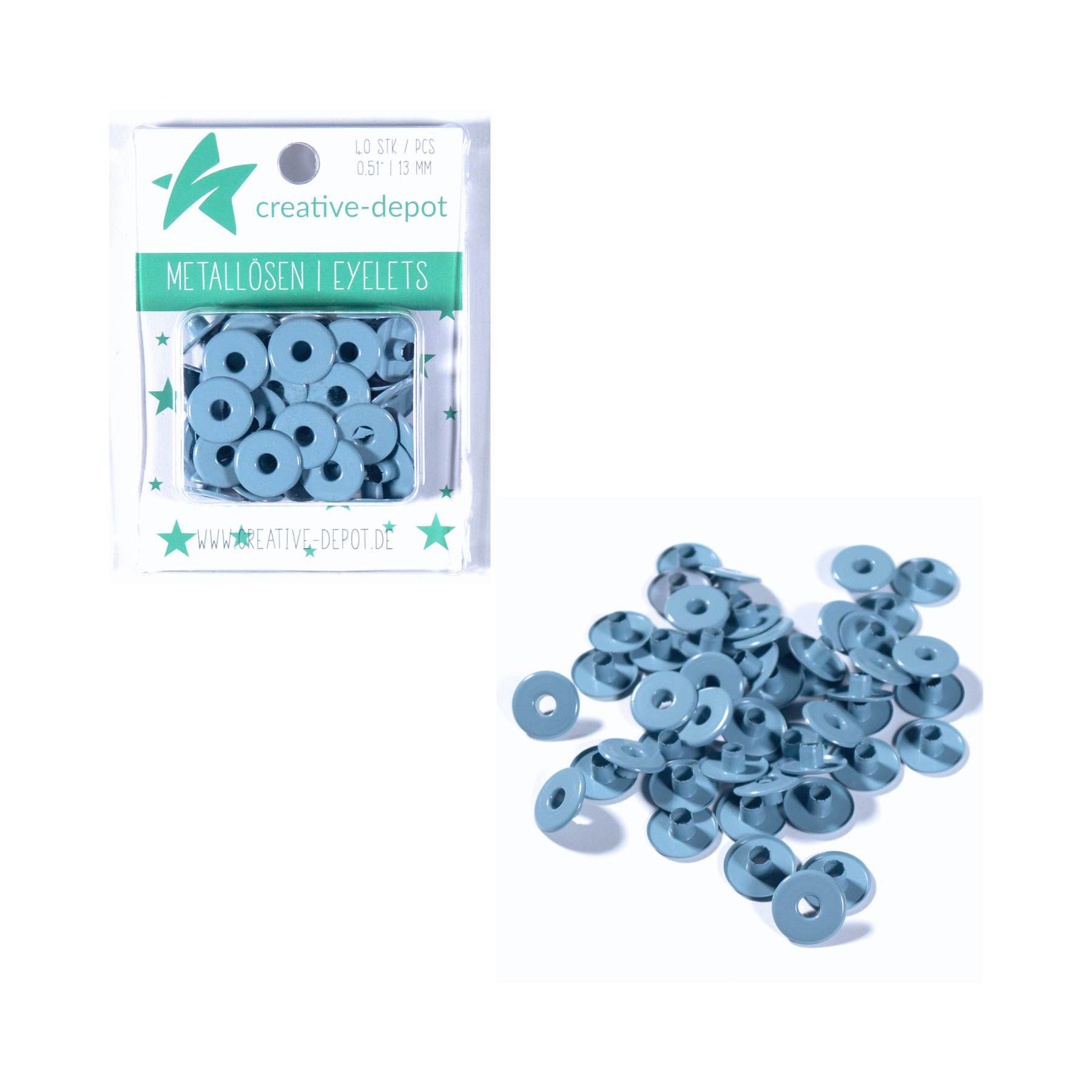 Breite Eyelets - Helles Blaugrau - 13mm