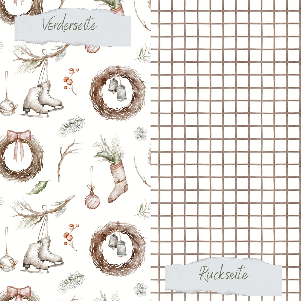 Designpapier - Winterliche Kränze - Doppelseitig bedruckt