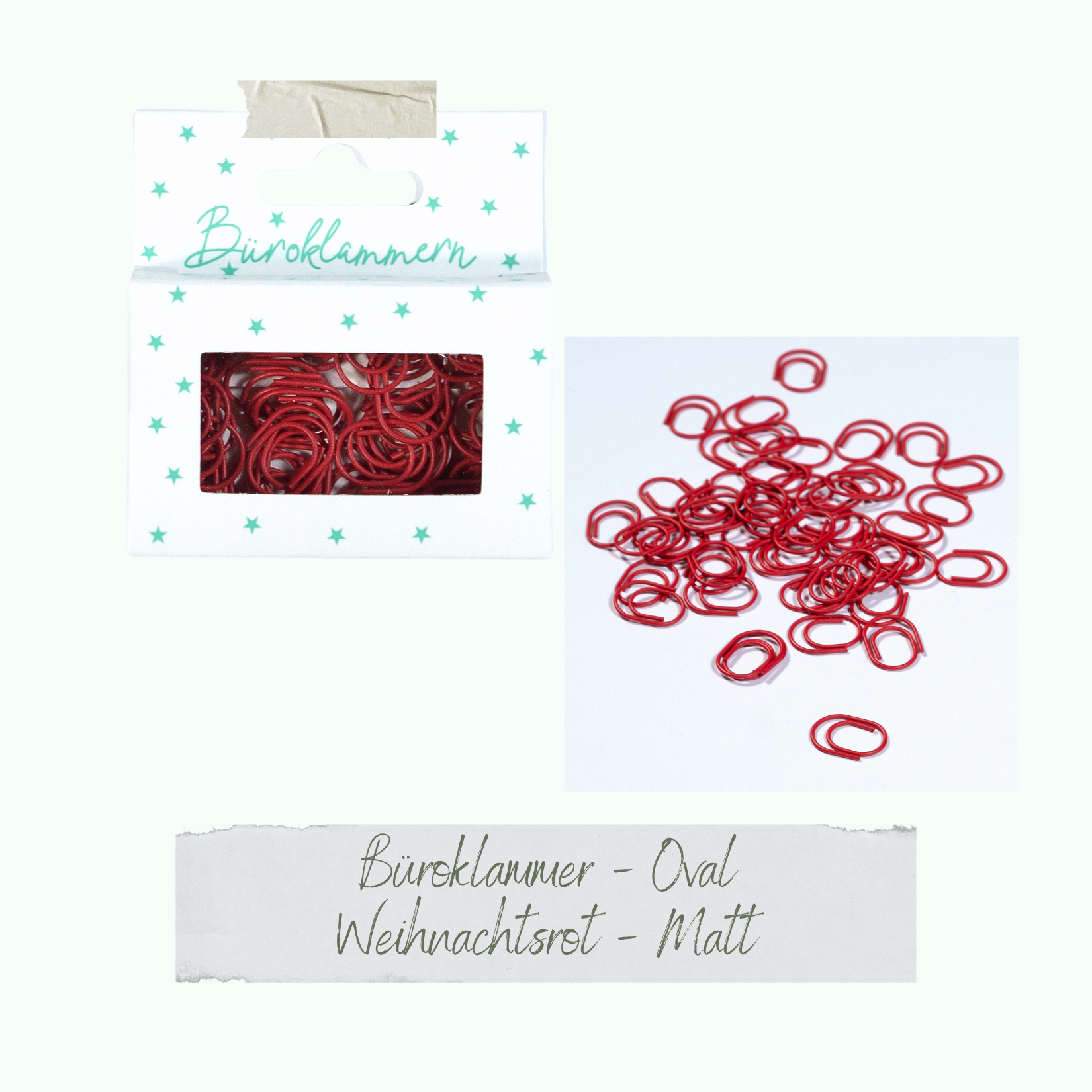 Büroklammer Oval - Weihnachtsrot - Matt - 50 Stück Büroklammer Oval - Weihnachtsrot - Matt - 50 Stück