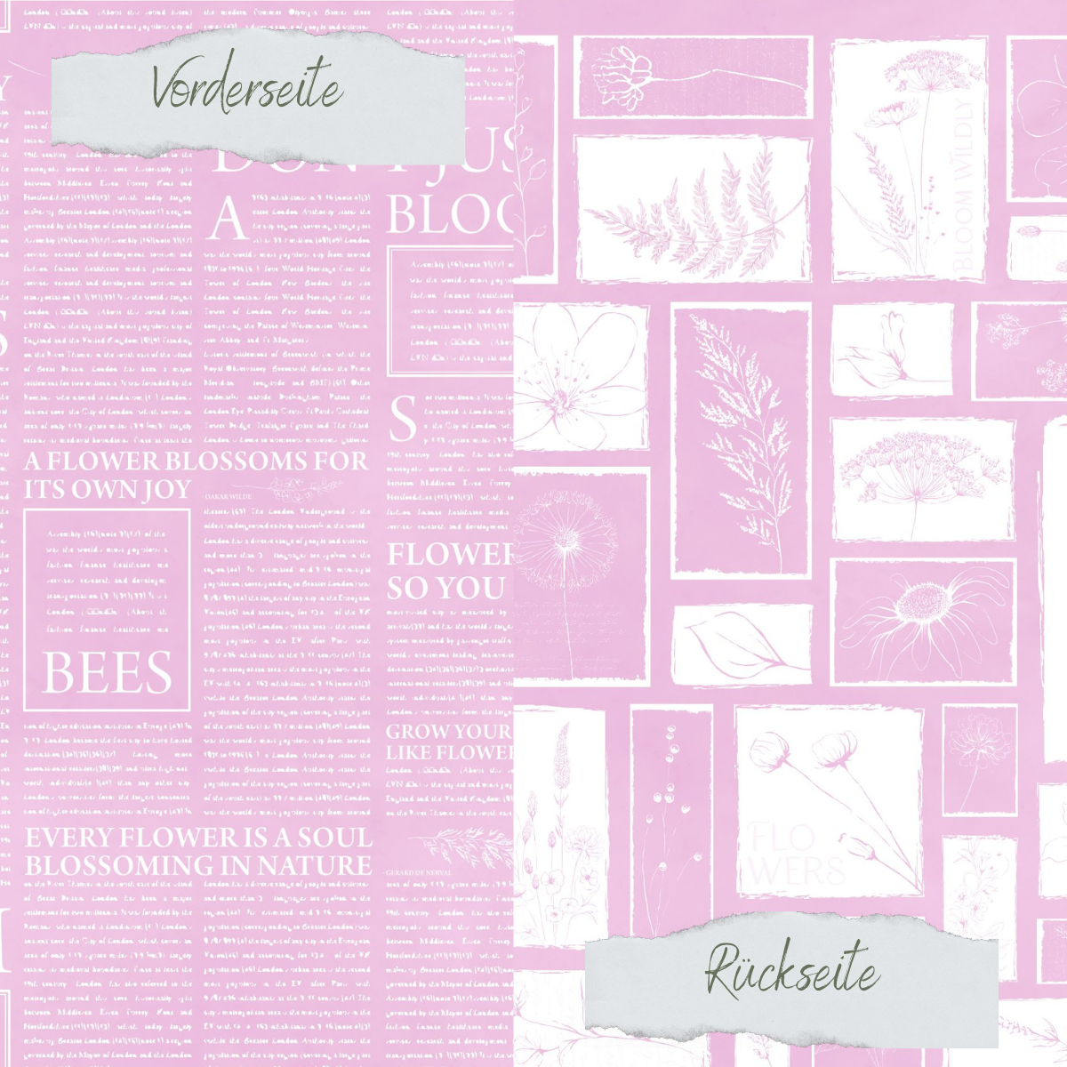 Papel de diseño - Basic - Hortensienliebe - Newspaper + Wildflowers - Doppelseitig bedruckt Papel de diseño - Basic - Hortensienliebe - Newspaper + Wildflowers - Doppelseitig bedruckt