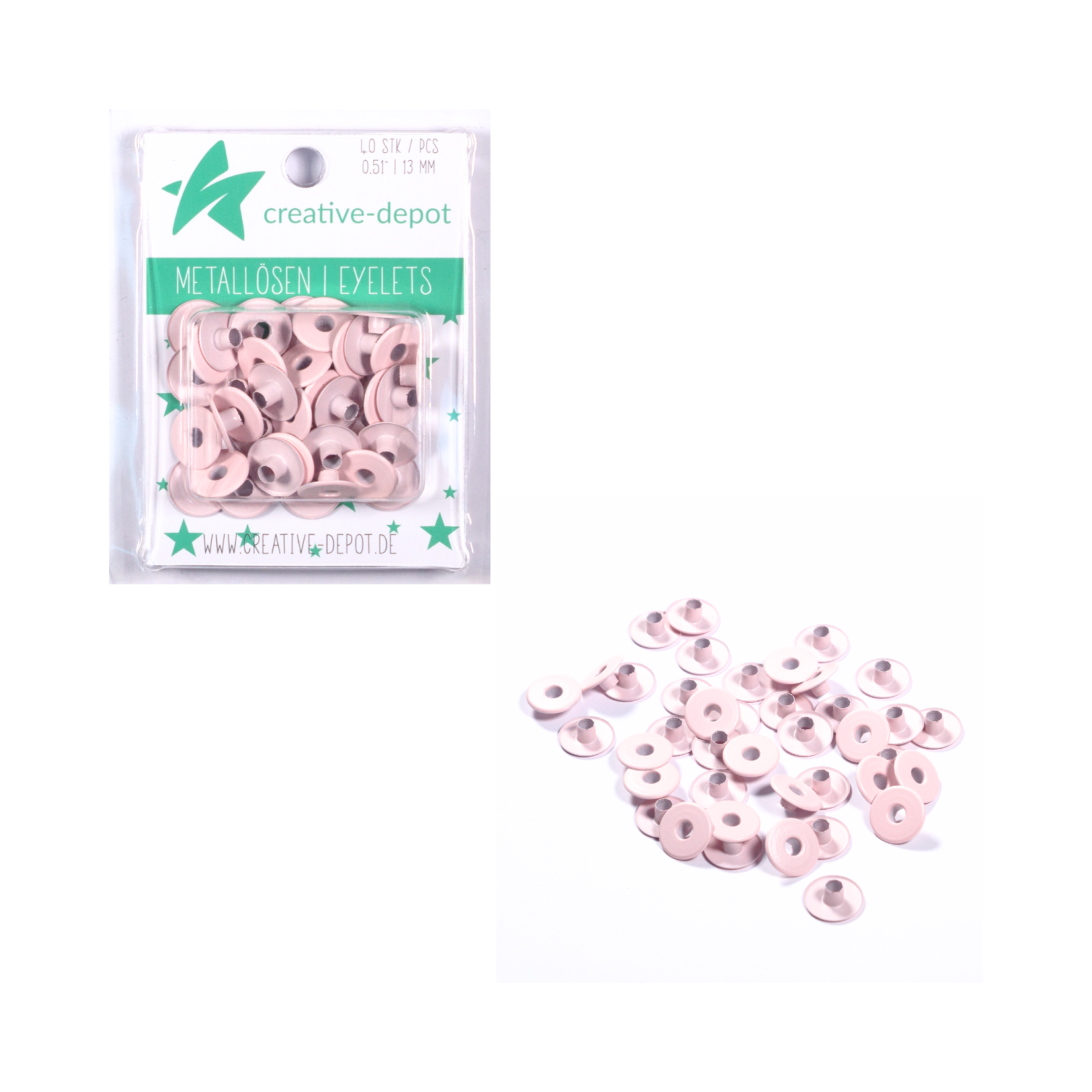 Breite Eyelets - Baby Rosa - Matt - 13 mm