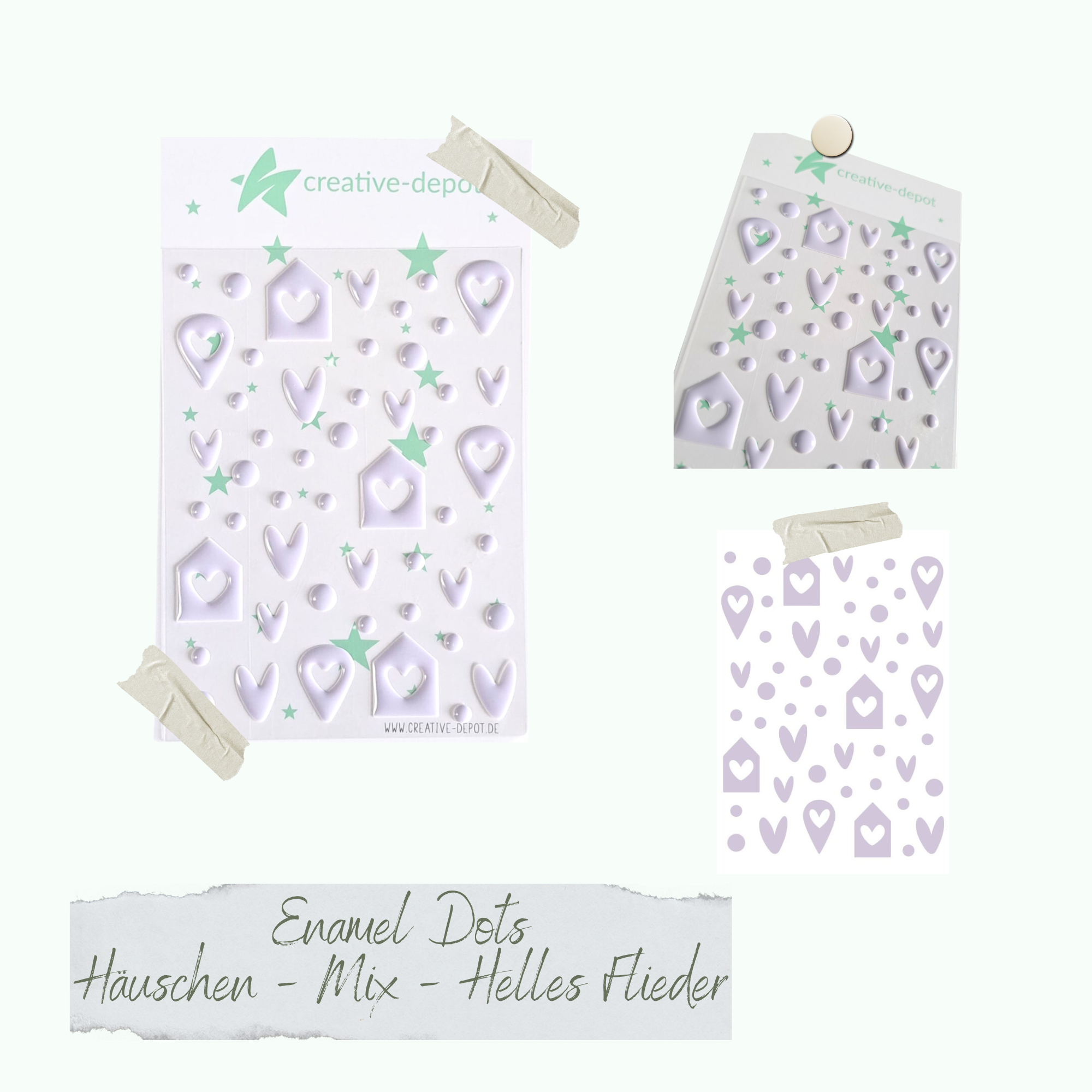 CD-ED-091 Enamel Dots - Häuschen Mix - Helles Flieder