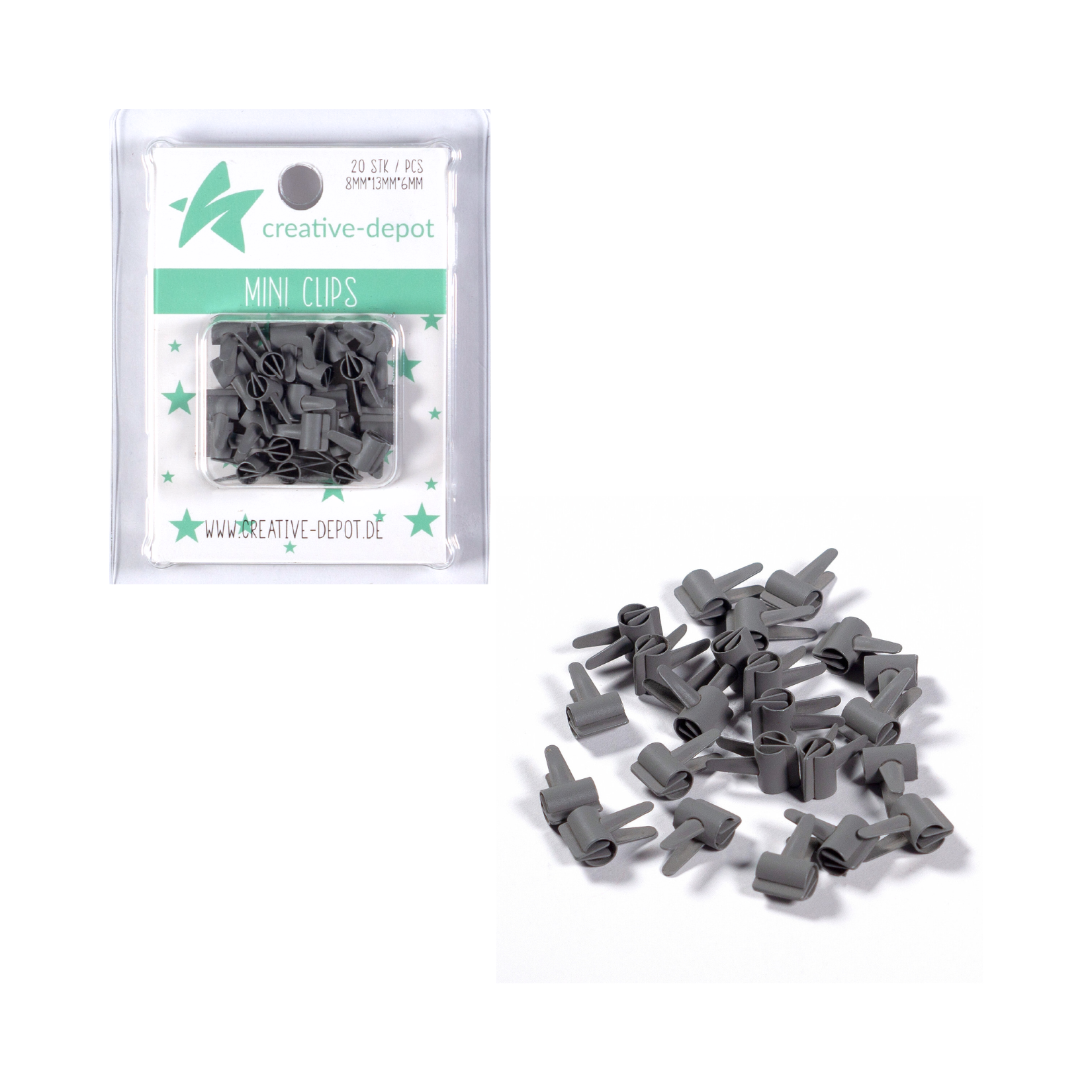 Mini Clip - Dunkelgrau - Matt - 20 Stück