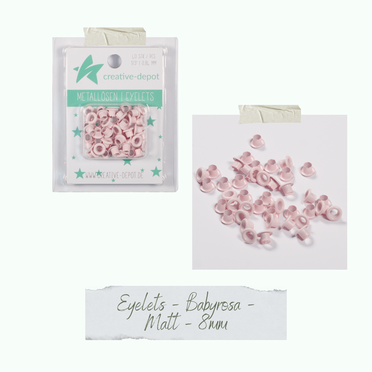 CD-EY-068_Eyelets-Baby-Rosa-Matt-8mm Eyelets - Baby Rosa - Matt - 8 mm