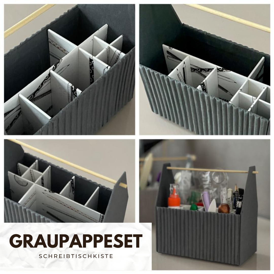 Graupappe Set Schreibtischkiste