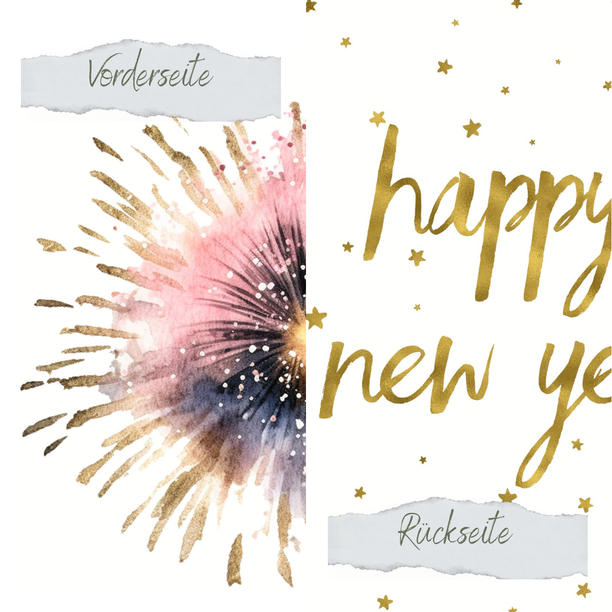 Design paper - Silvesternacht - Happy New Year - Printed on both sides