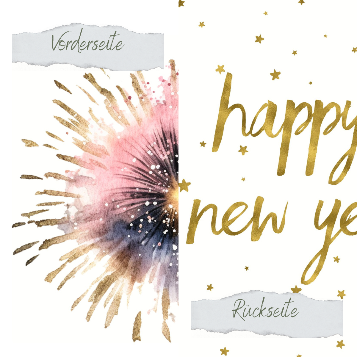 CD-DP-838 Papel de diseño - Silvesternacht - Happy New Year - Impreso por las dos caras