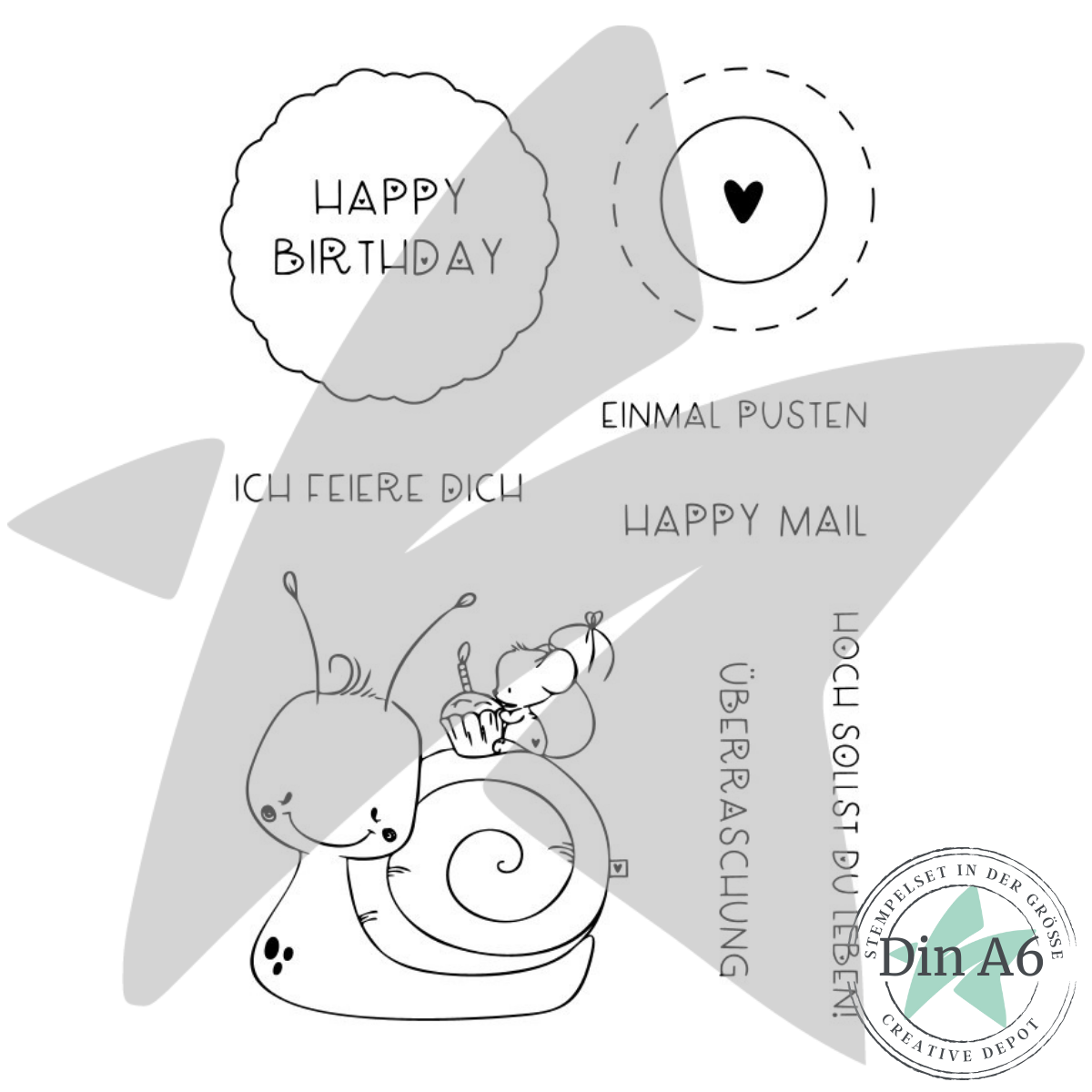 Stempelset - Schnecken-Geburtstag 