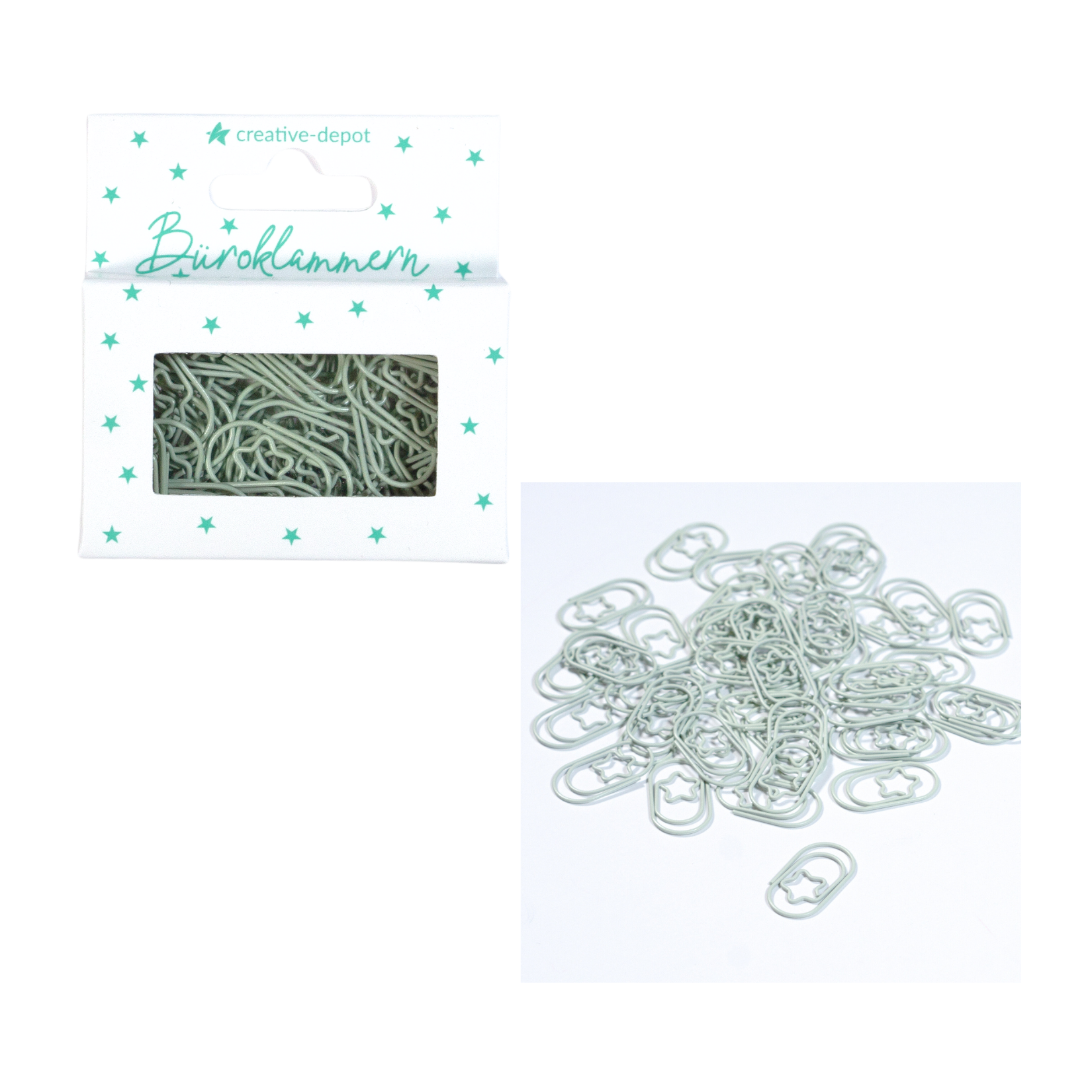 Büroklammer Stern - Babymint - Matt - 50 Stück