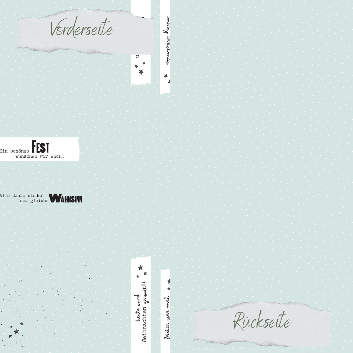 Designpapier - Ho Ho Ho - Salbei - Doppelseitig bedruckt