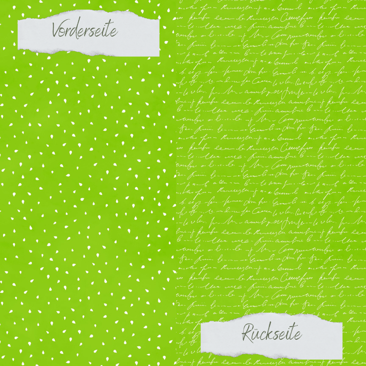 Designpapier - Basic - Apfelgrün - Apfelkernchen + Schrift - Doppelseitig bedruckt