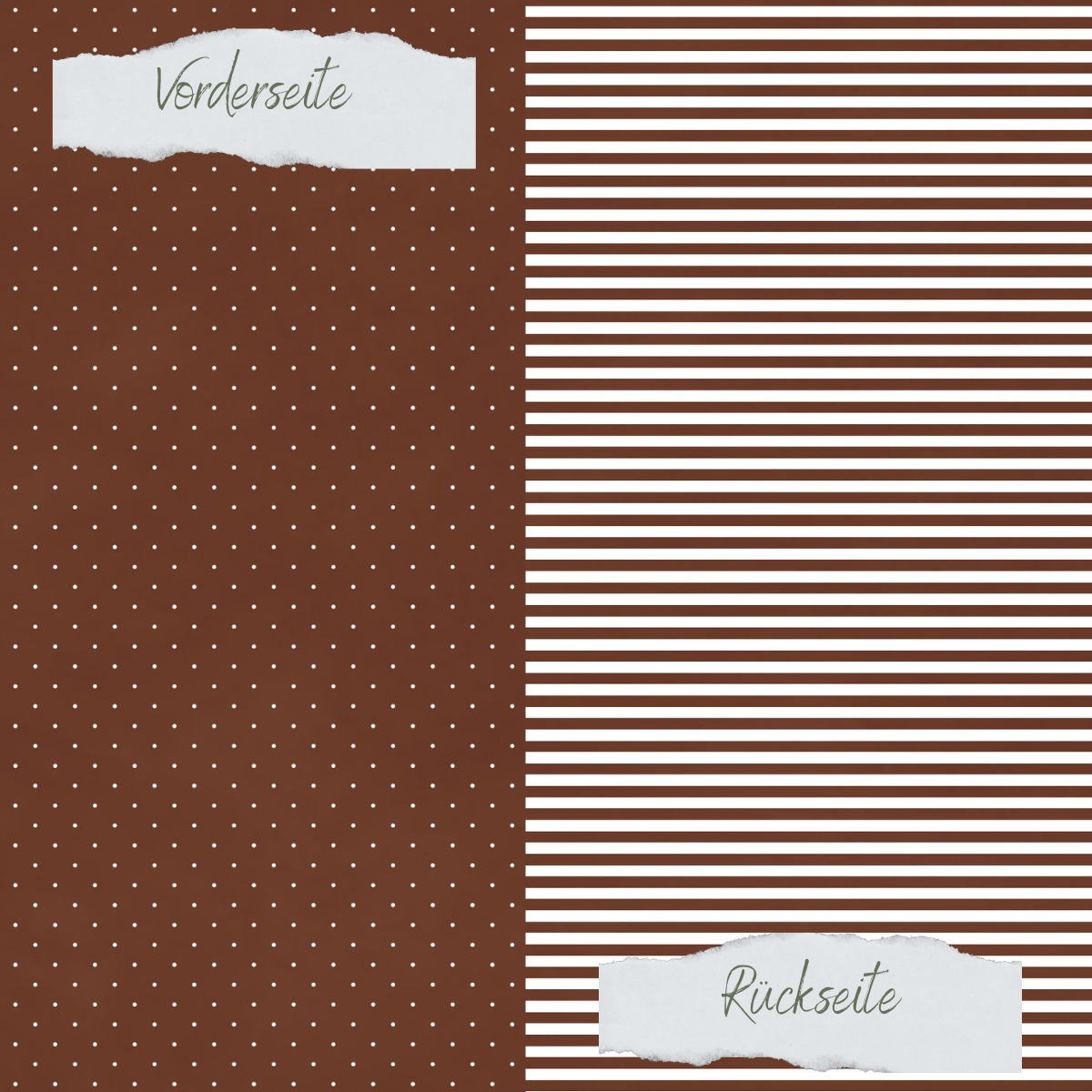 Designpapier - Basic - Schokolade - Mini Pünktchen + Schmale Streifen - Doppelseitig bedruckt