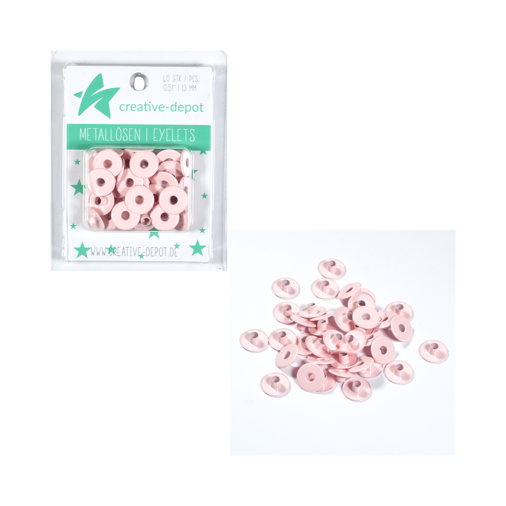 Breite Eyelets - Baby Rosa - 13 mm