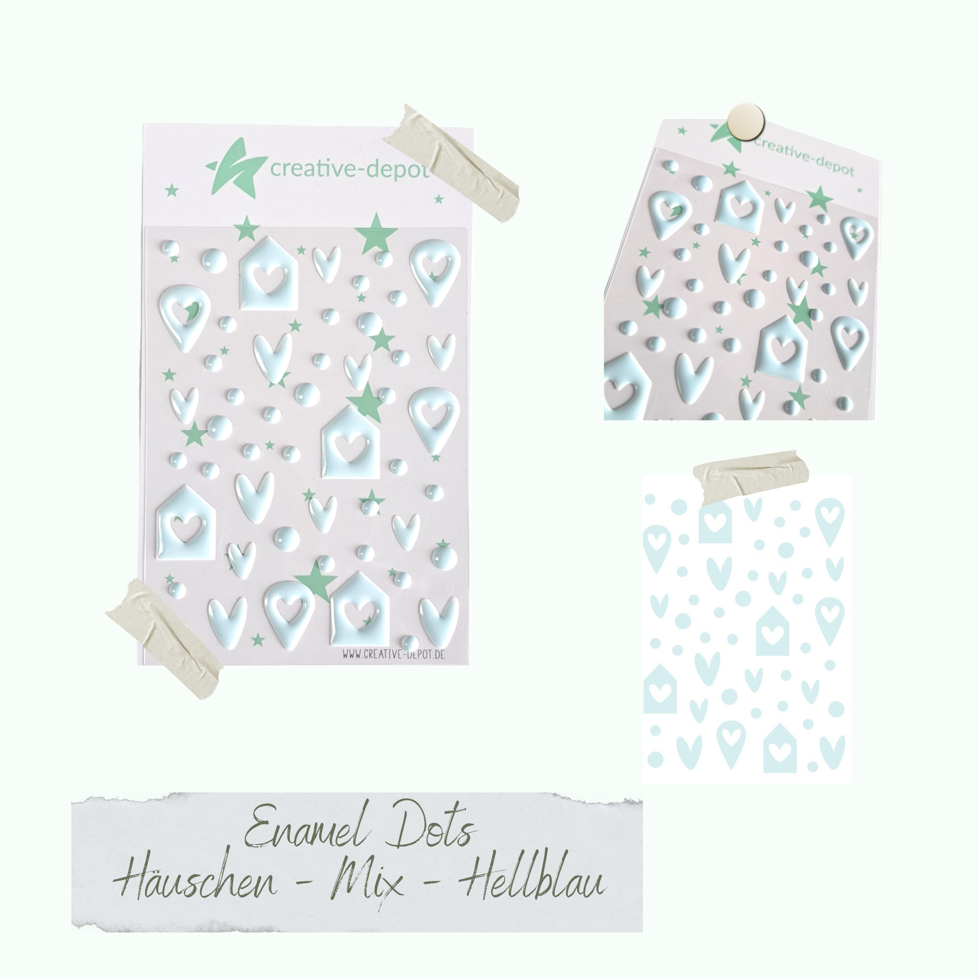 CD-ED-109 Enamel Dots - Häuschen Mix - Hellblau