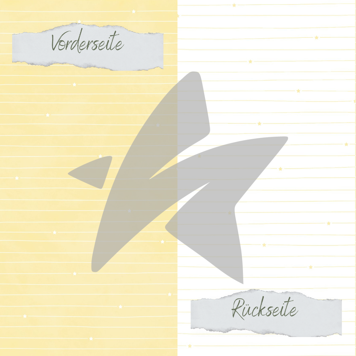 CD-BP-128 Papier à dessin - Basic - Baby Gelb - Doodle Linien mit Sternchen - Imprimé double face